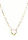 14k Gold Plated Paperclip Chain Outline Heart Necklace