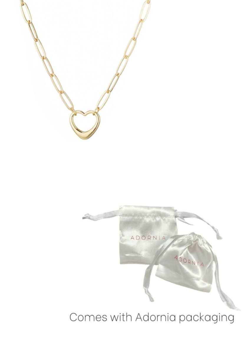 14k Gold Plated Paperclip Chain Outline Heart Necklace