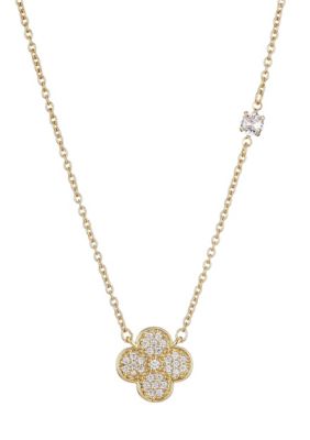 Adornia 14k Gold Plated CZ Clover Necklace