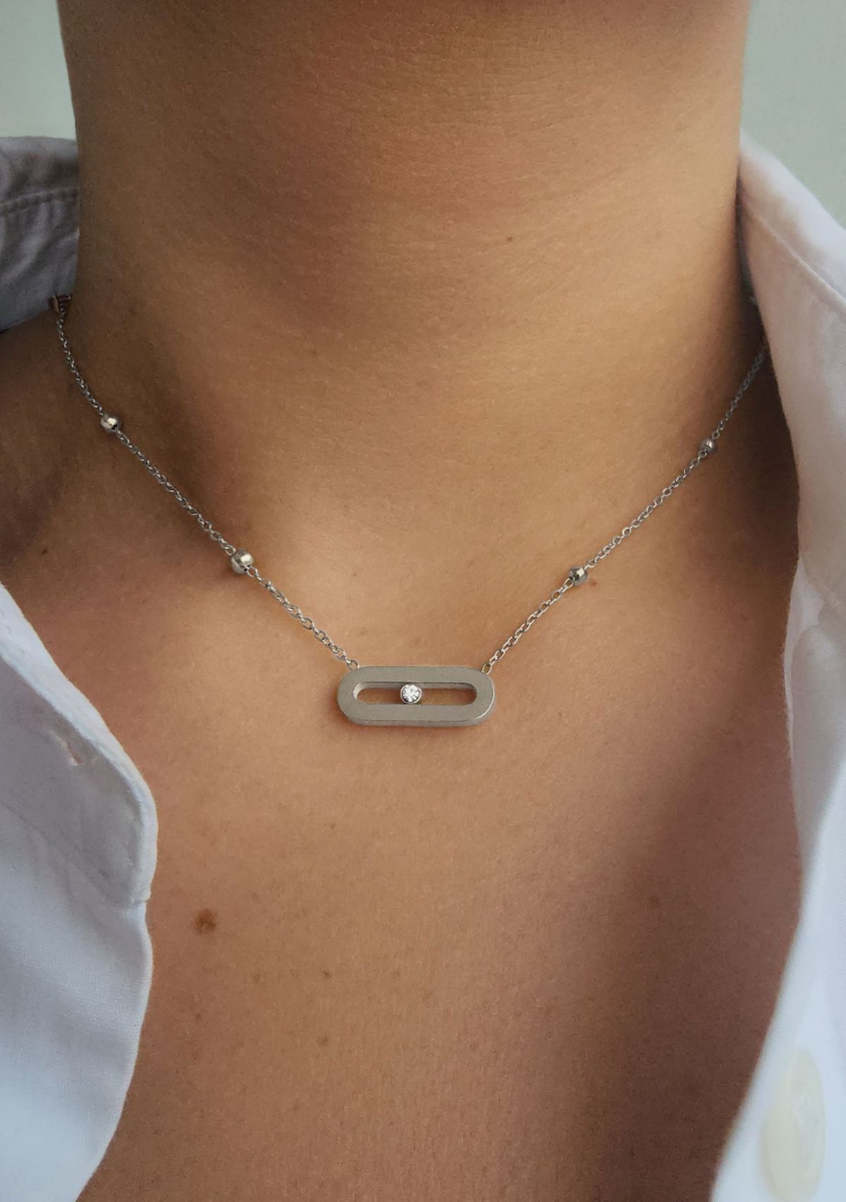 Tarnish Resistant Silver Plated Bar Necklace