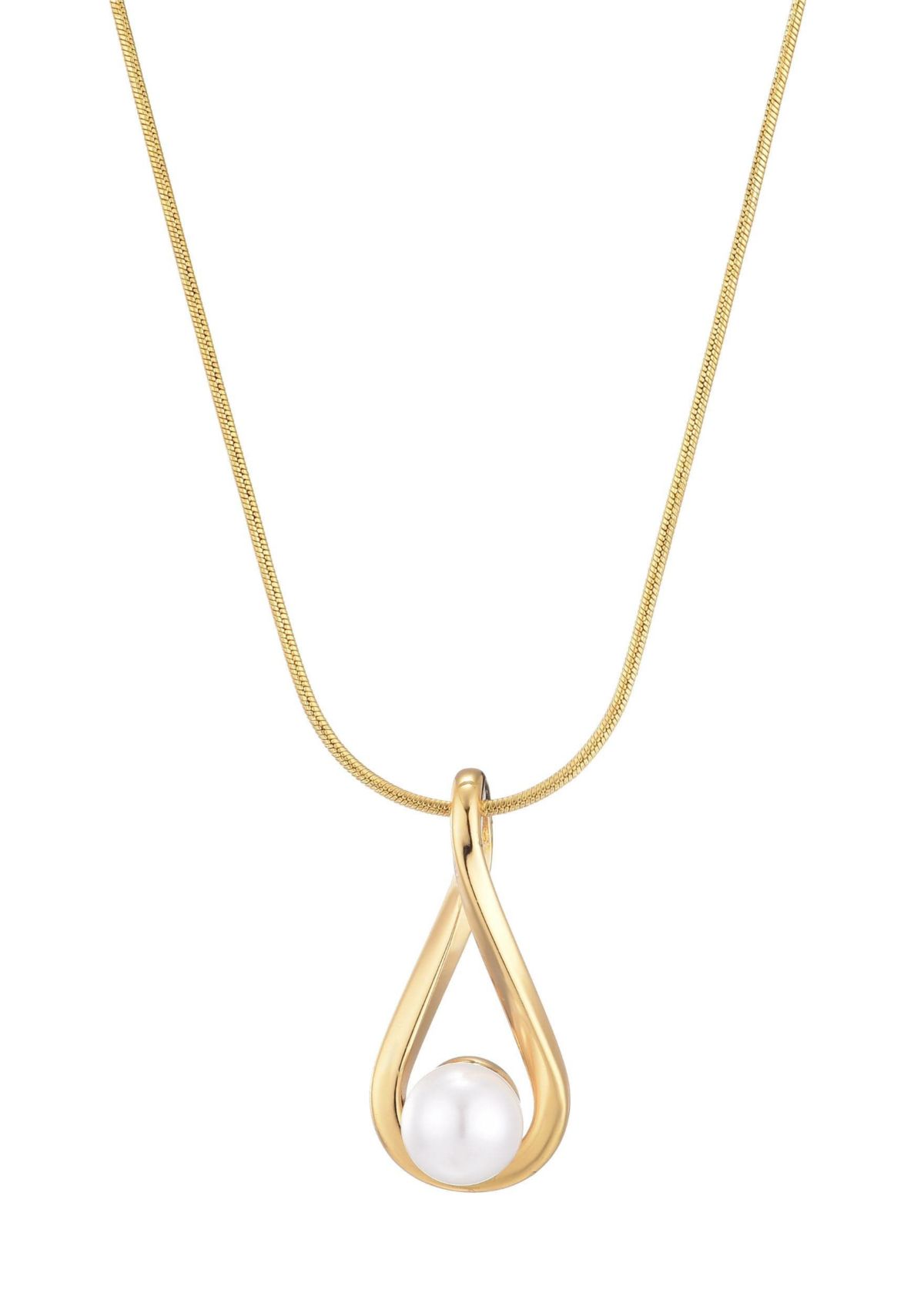 Tarnish Resistant 18k Gold Plated Hanging Pearl Necklace