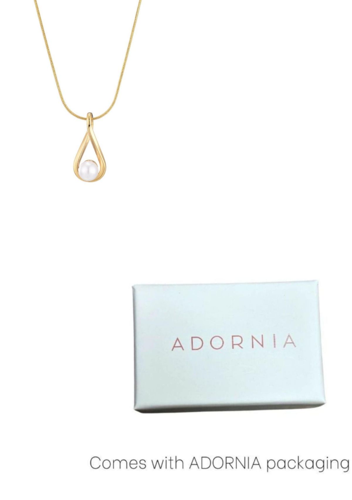 Tarnish Resistant 18k Gold Plated Hanging Pearl Necklace