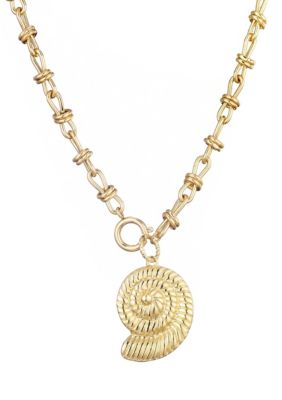 Adornia 14k Gold Plated Chunky Shell Pendant Necklace