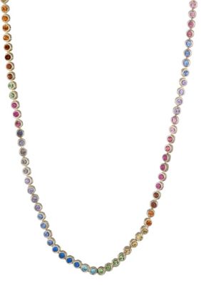 Adornia 14k Gold Plated Rainbow Tennis Neckalce