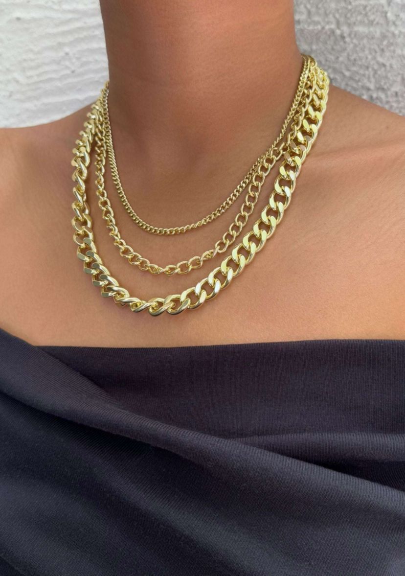 Gold Plated Link Layered Necklace
