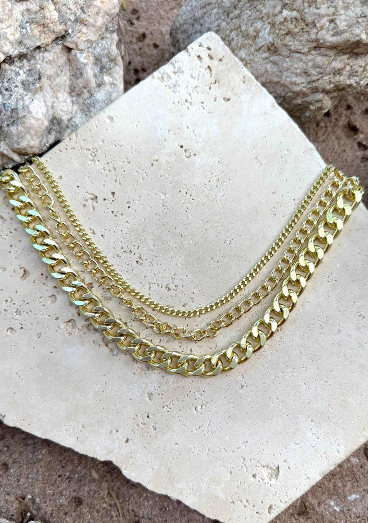 Gold Plated Link Layered Necklace