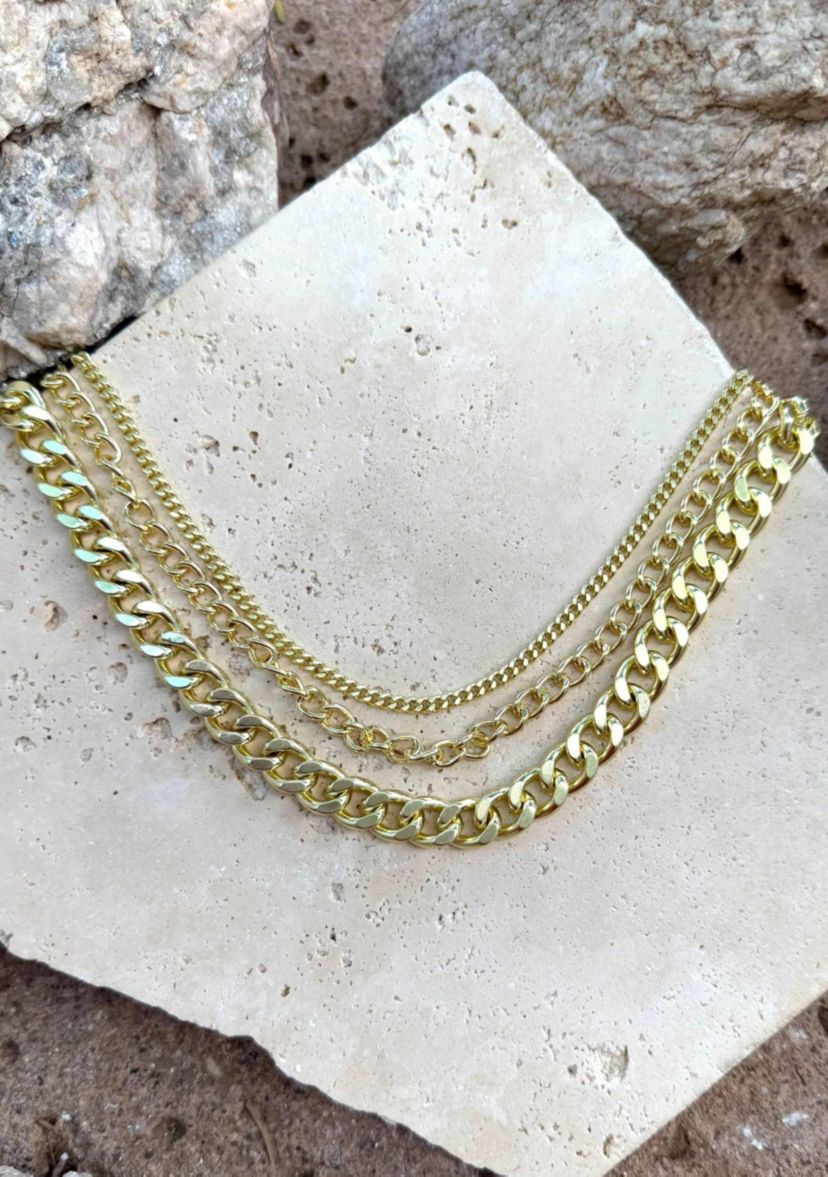 Gold Plated Link Layered Necklace