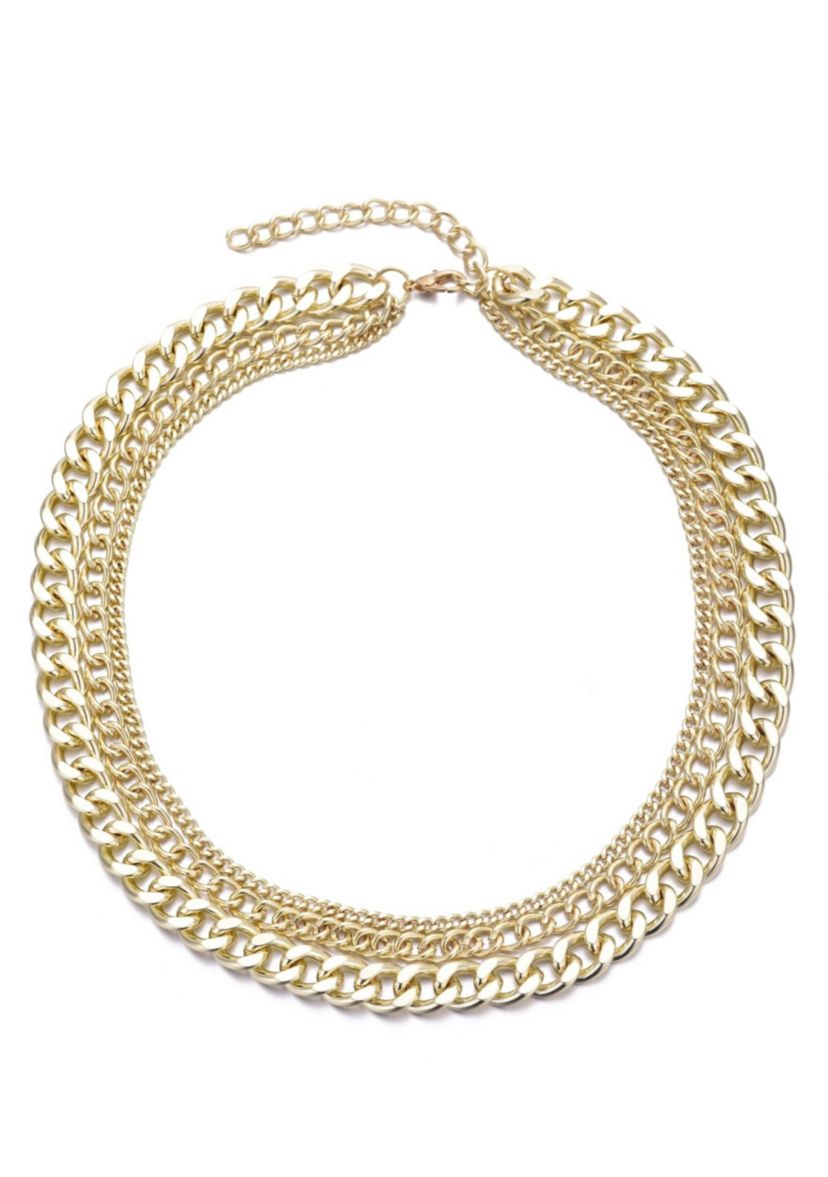 Gold Plated Link Layered Necklace