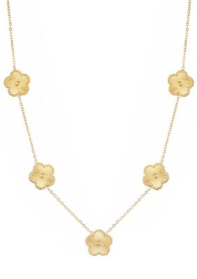 Adornia Tarnish Resistant 14k Yellow Gold Plated 5-Leaf Clover Station Necklace