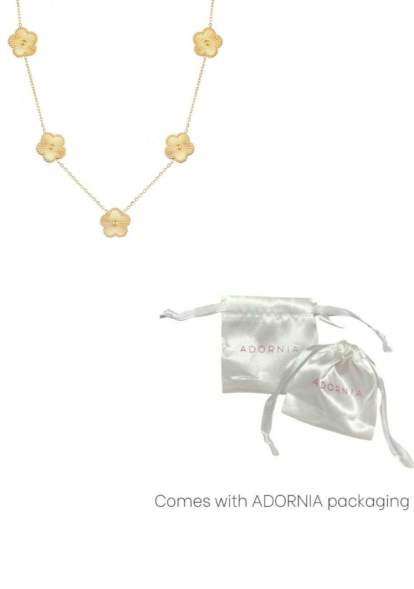 Tarnish Resistant 14k Yellow Gold Plated 5-Leaf Clover Station Necklace