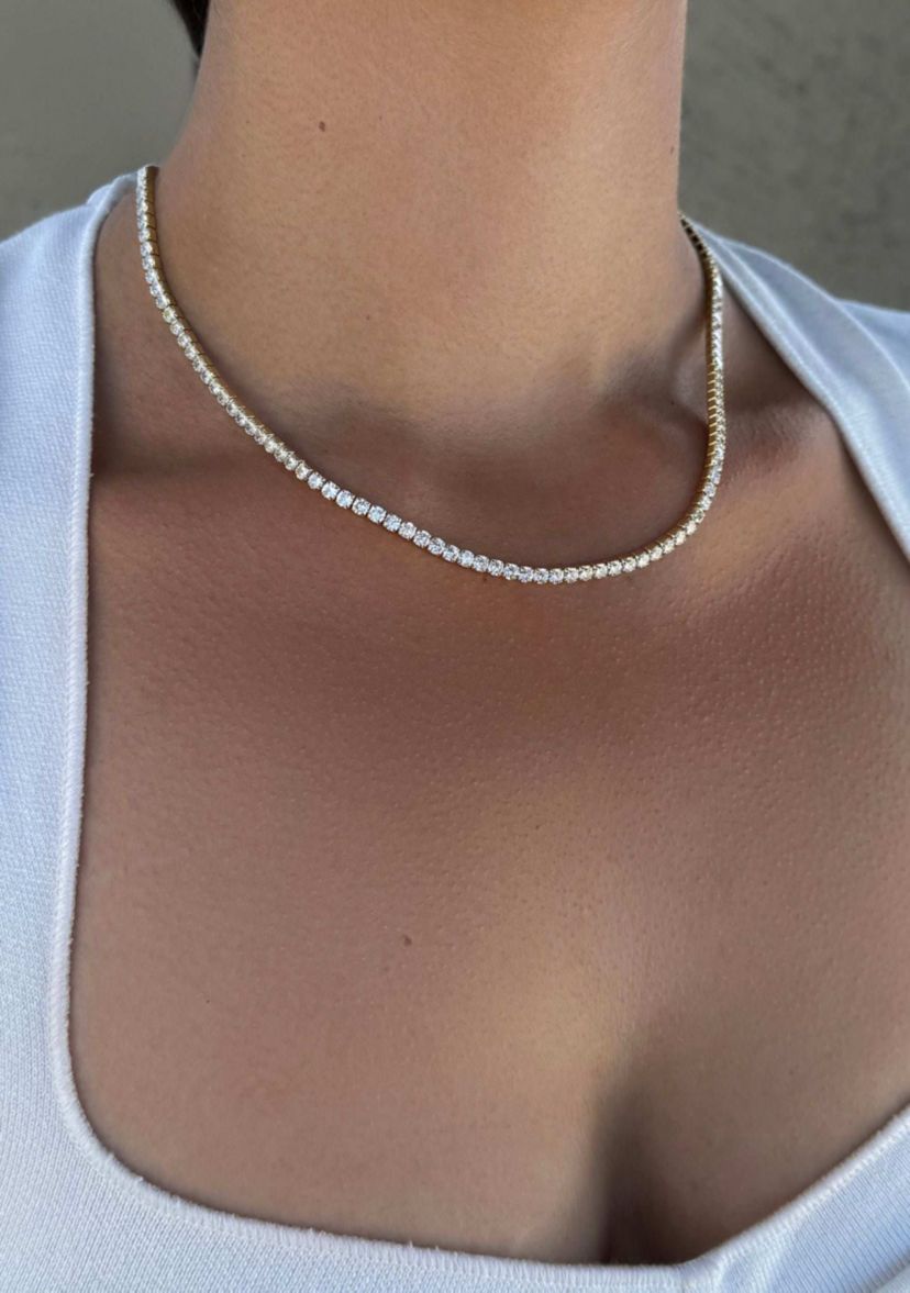 14k Yellow Gold 3mm Tennis Chain Necklace