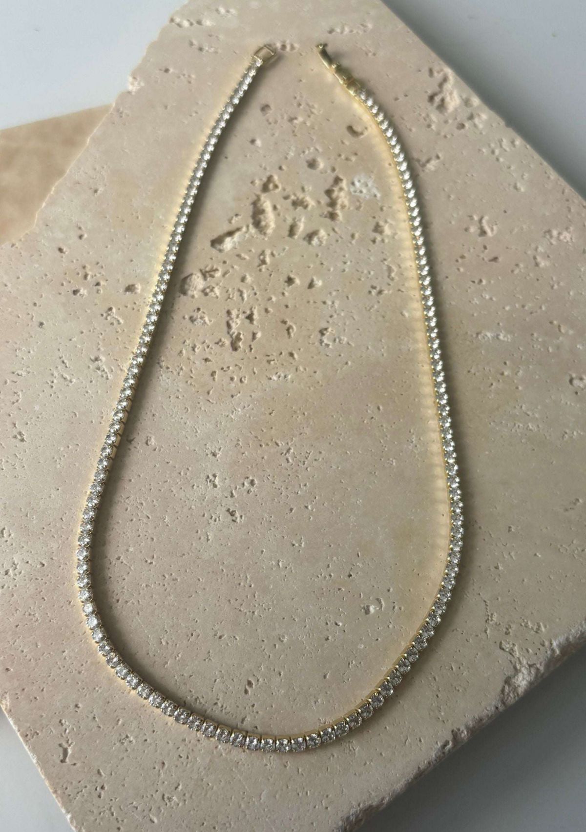 14k Yellow Gold 3mm Tennis Chain Necklace