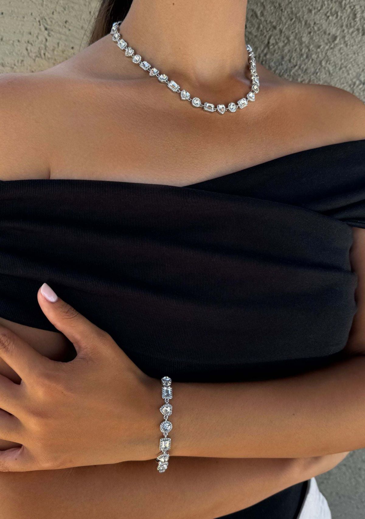 Silver Plated Crystal Halo Heart Chain Necklace