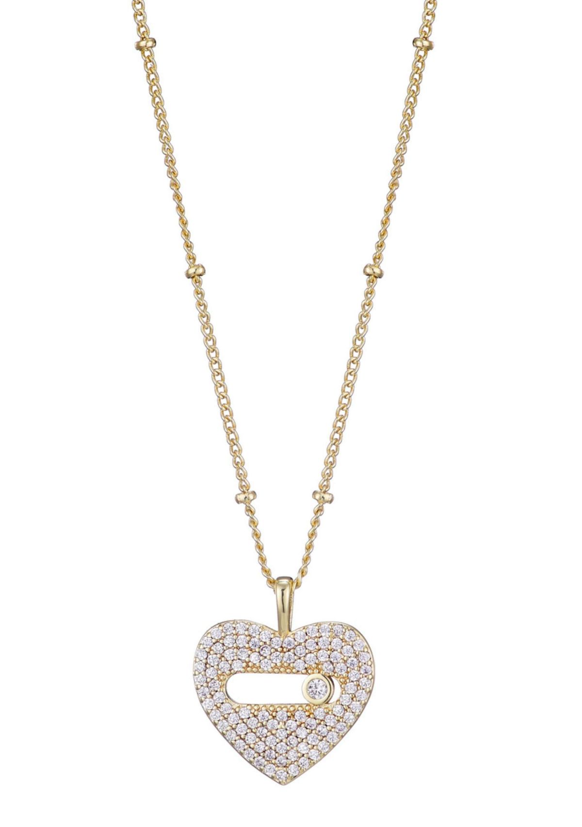 14k Gold Plated CZ Heart Necklace