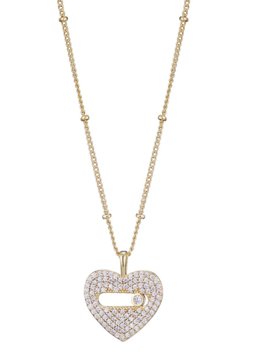 14k Gold Plated CZ Heart Necklace