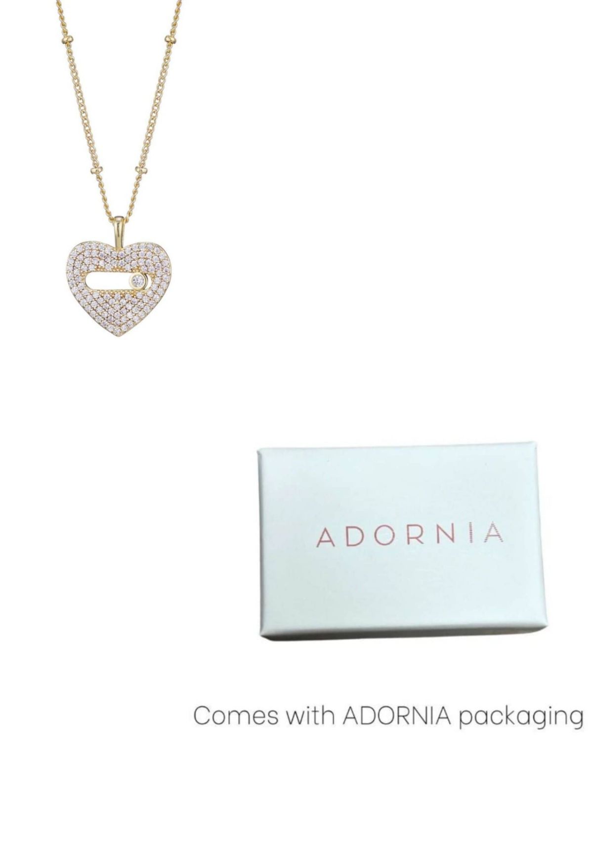 14k Gold Plated CZ Heart Necklace