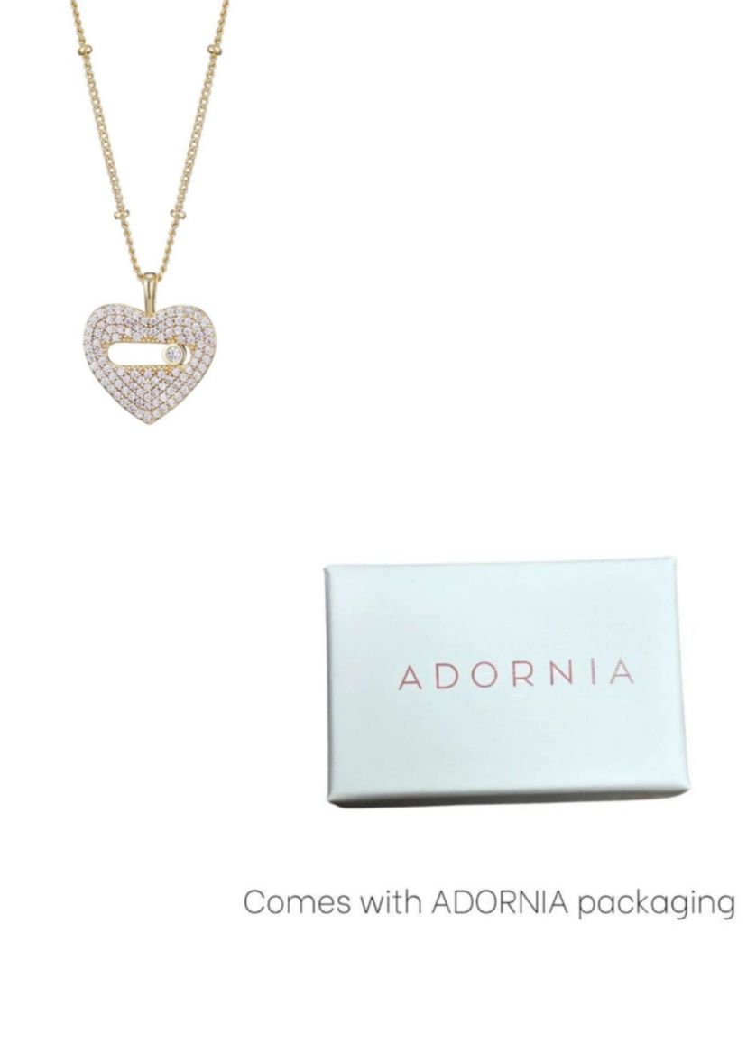 14k Gold Plated CZ Heart Necklace