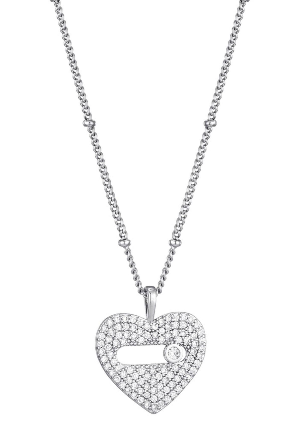 Silver Plated CZ Heart Necklace