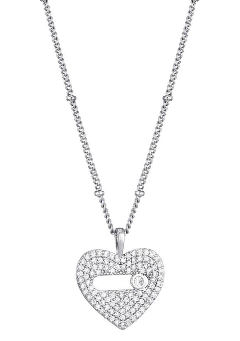 Silver Plated CZ Heart Necklace