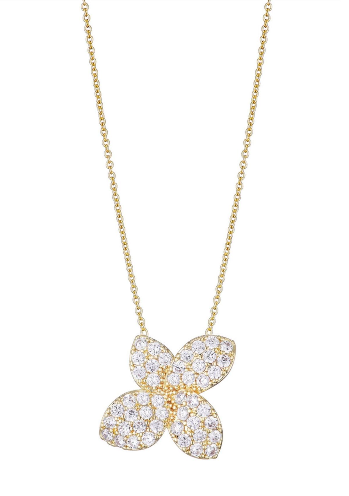 14k Gold Plated Oversized CZ Flower Necklace