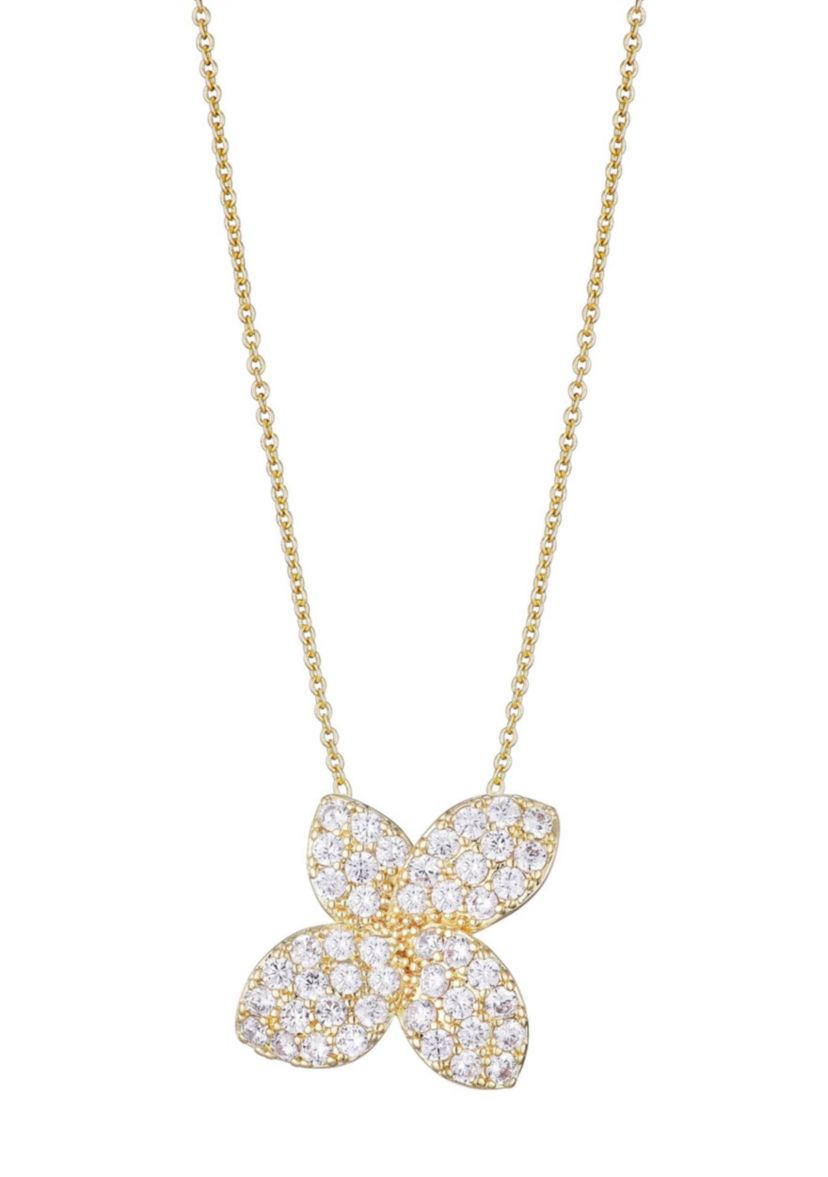 14k Gold Plated Oversized CZ Flower Necklace