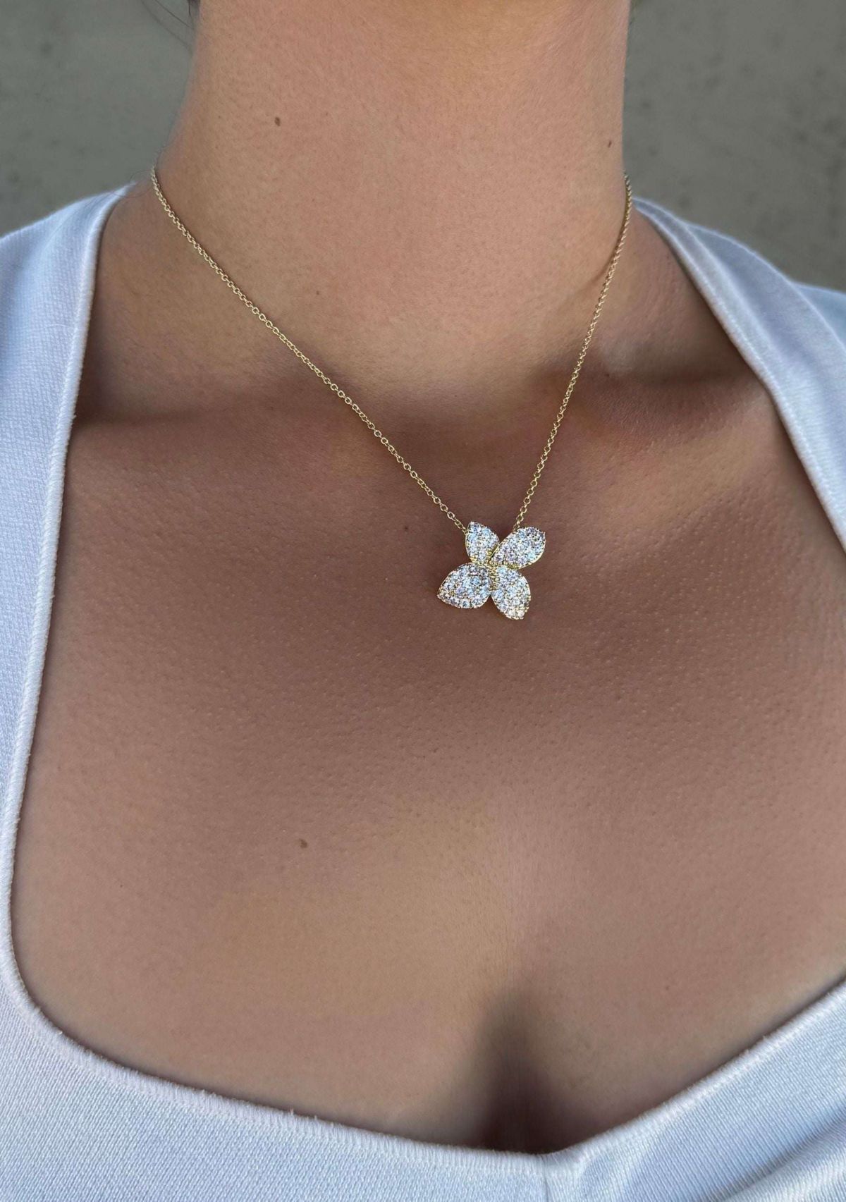 14k Gold Plated Oversized CZ Flower Necklace