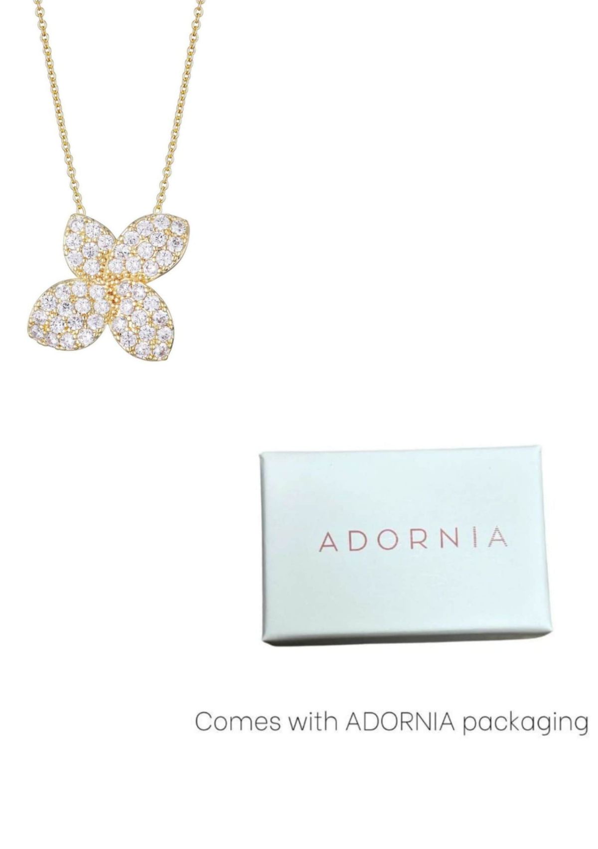 14k Gold Plated Oversized CZ Flower Necklace