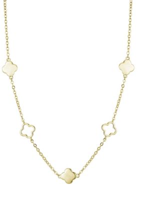 Adornia 14k Gold Plated Clover Station Necklace