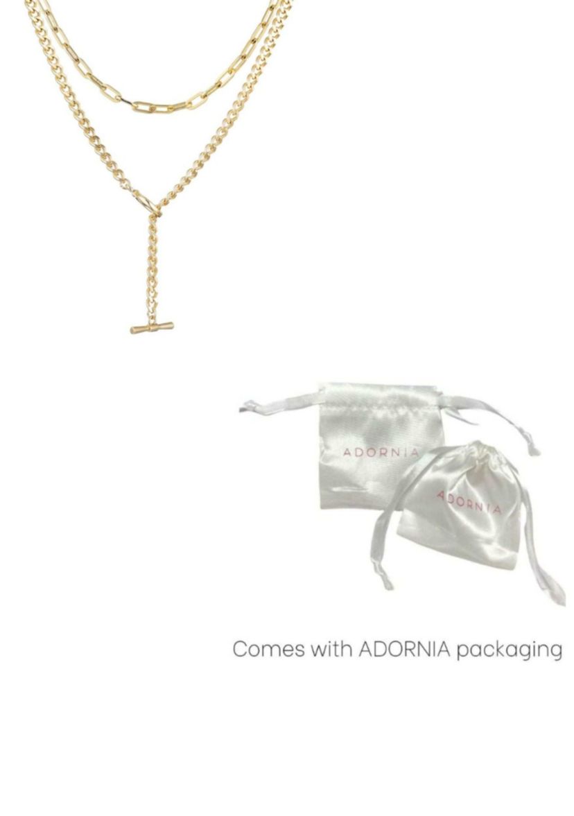 14k Gold Plated Toggle and Paperclip Set of 2 Necklaces