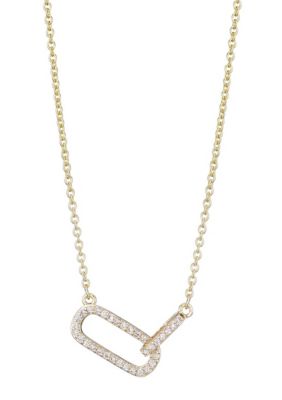 Adornia 14k Gold Plated Pave CZ Links Necklace