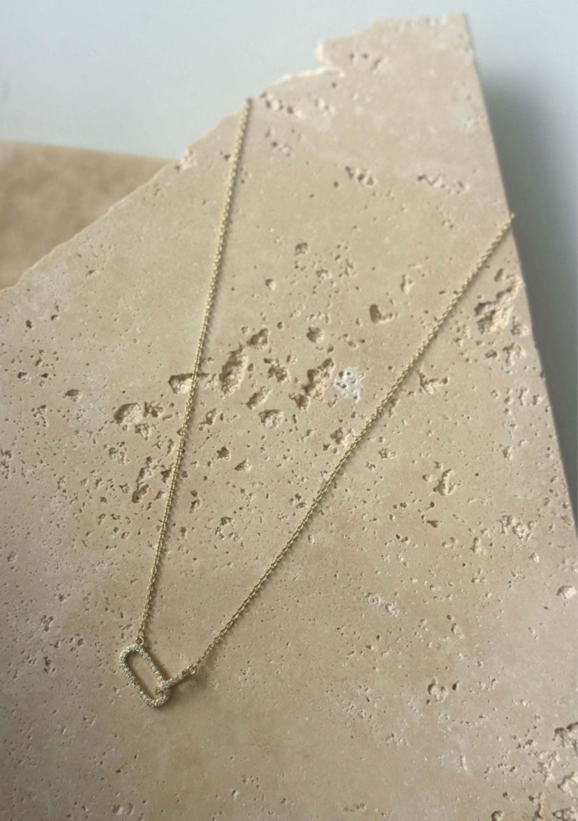 14k Gold Plated Pave CZ Links Necklace