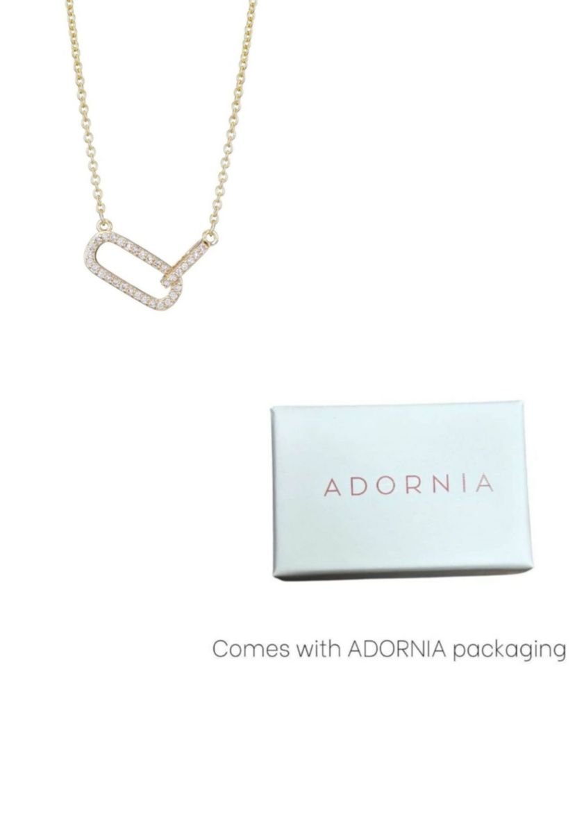 14k Gold Plated Pave CZ Links Necklace