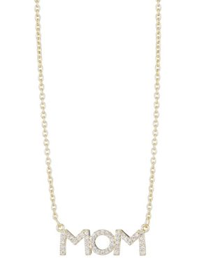 Adornia 14k Gold Plated CZ MOM Necklace
