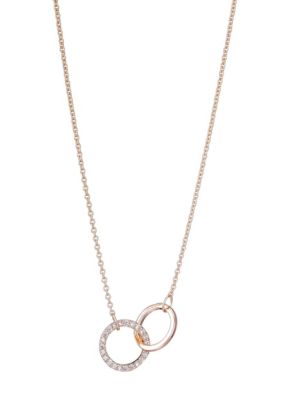 Adornia 14k Rose Gold Plated Adjustable Pave CZ Rings Necklace