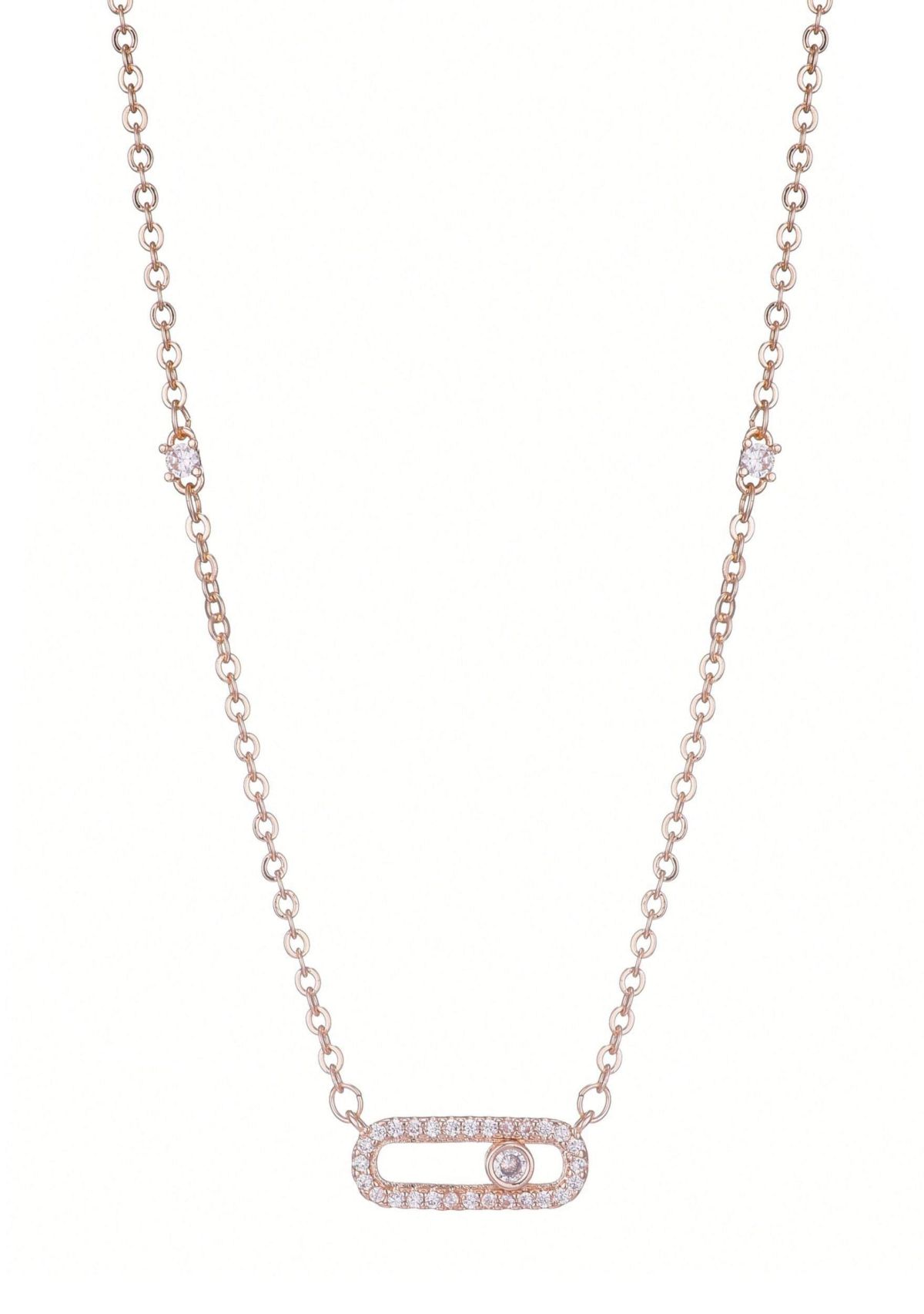 14k Rose Gold Plated Adjustable Dancing Stone Necklace