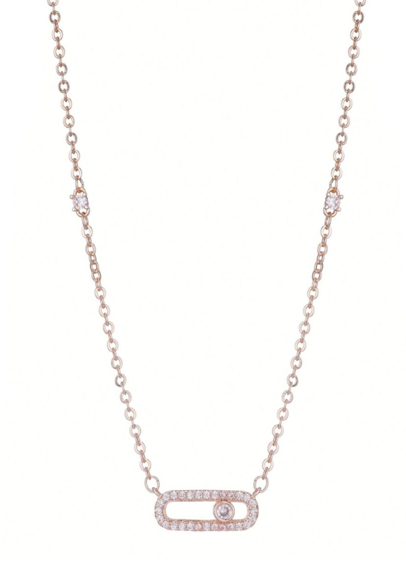 14k Rose Gold Plated Adjustable Dancing Stone Necklace