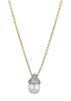 Adornia 14k Gold Plated Hanging Freshwater Pearl Necklace