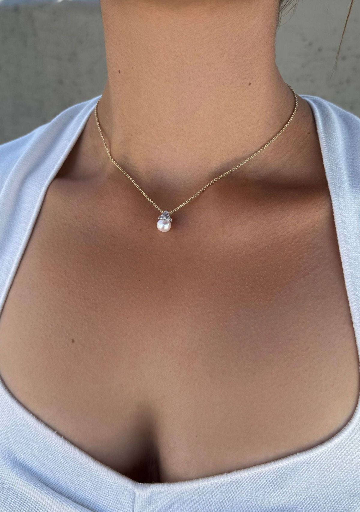 14k Gold Plated Hanging Freshwater Pearl Necklace