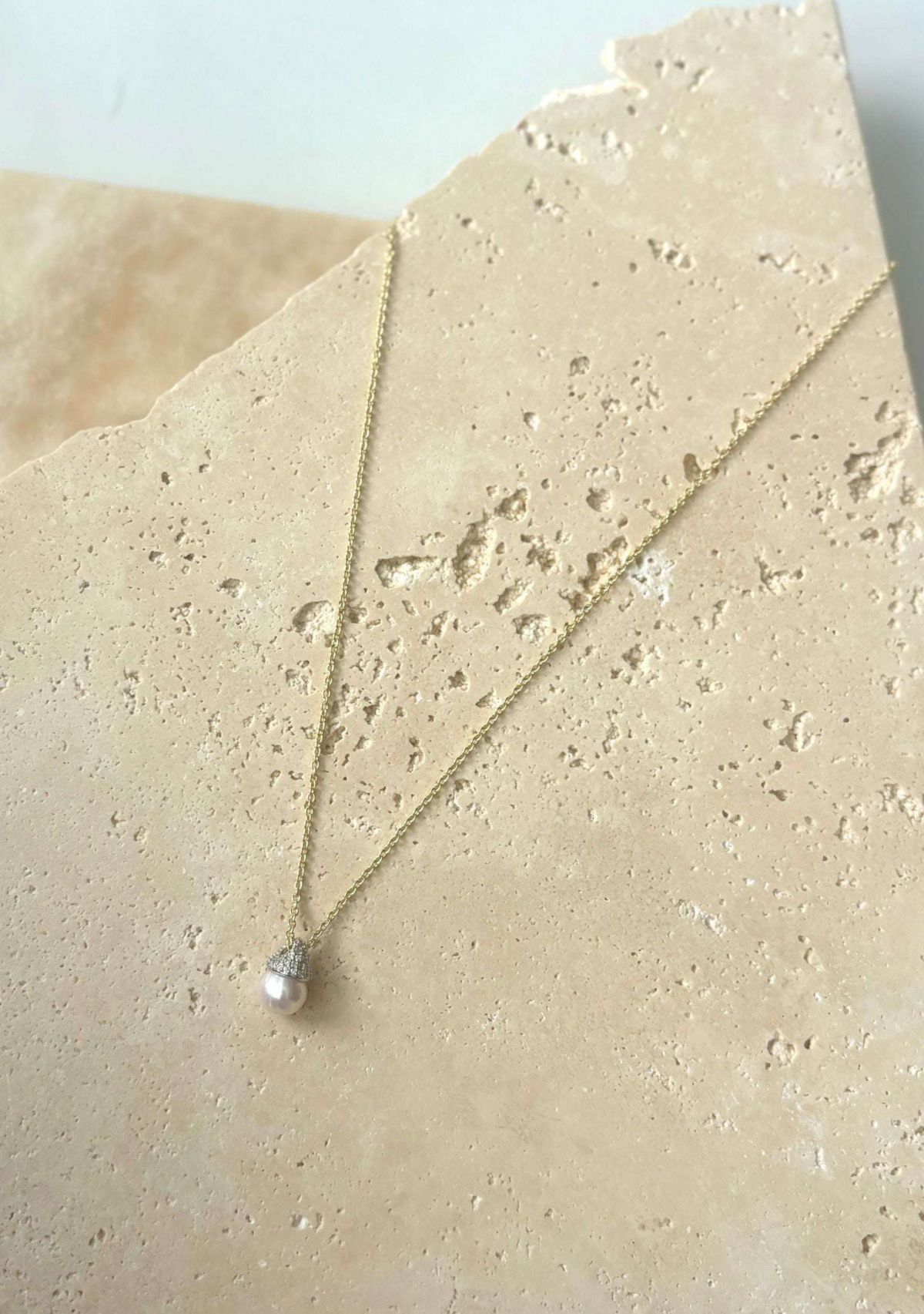 14k Gold Plated Hanging Freshwater Pearl Necklace