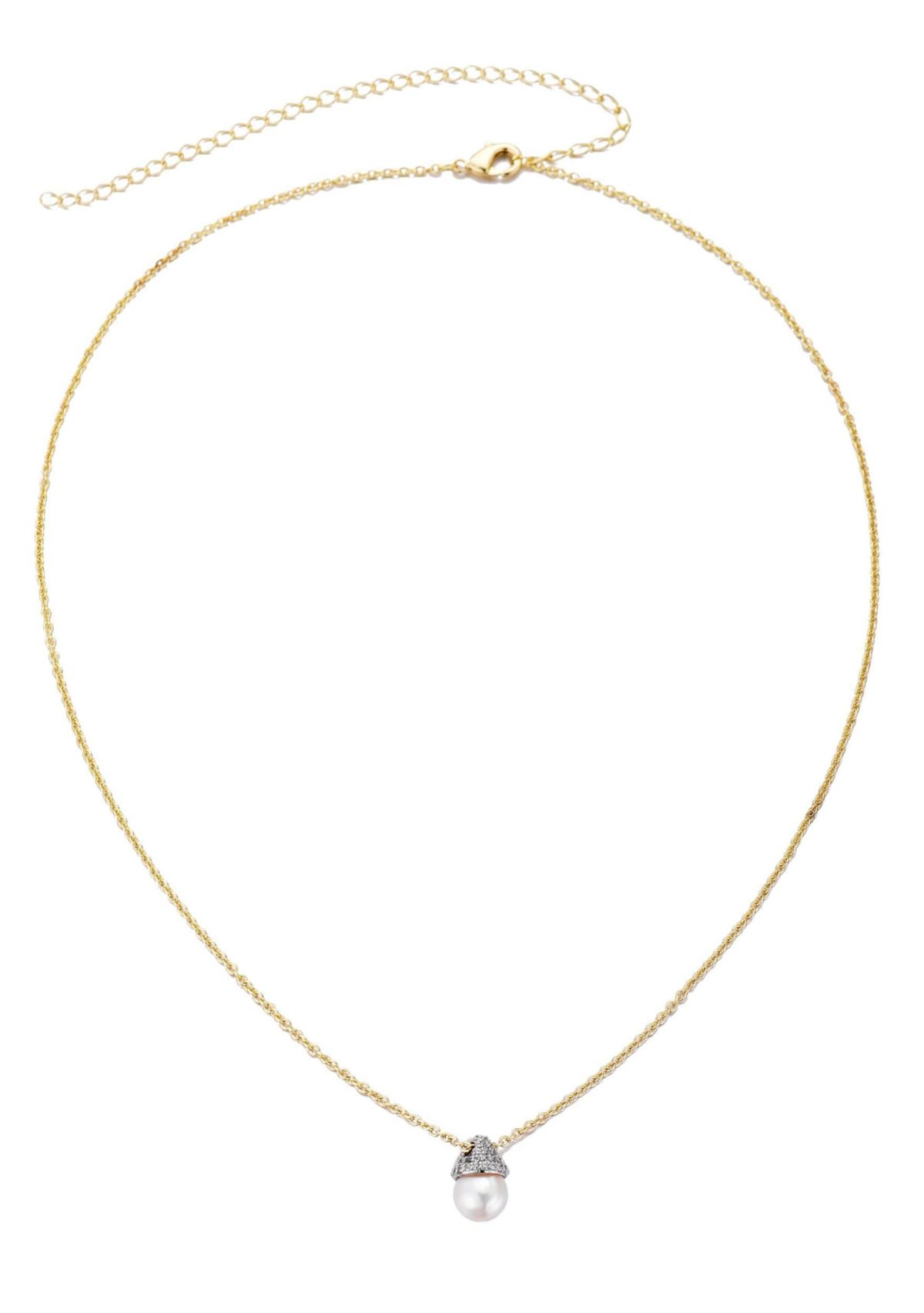 14k Gold Plated Hanging Freshwater Pearl Necklace