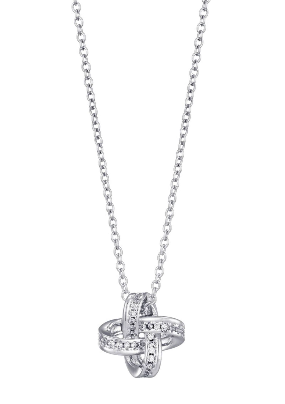 Silver Plated CZ Braided Knot Necklace
