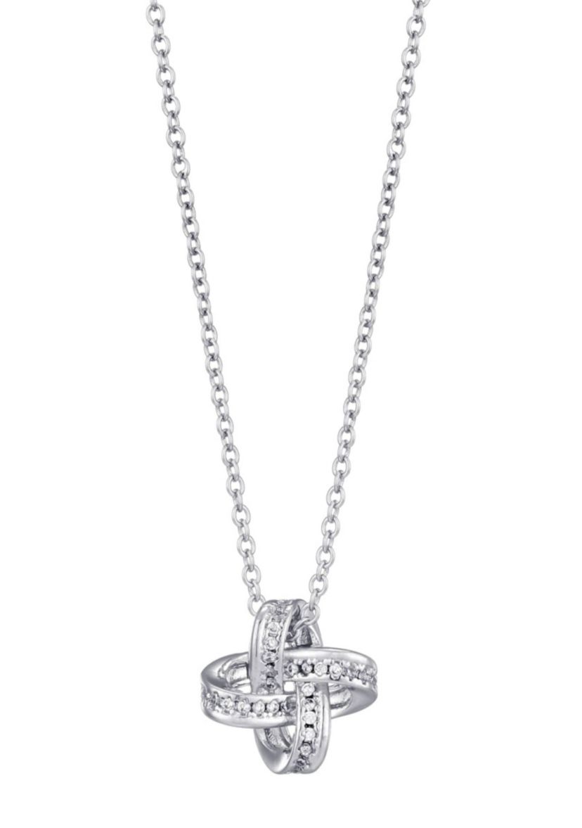 Silver Plated CZ Braided Knot Necklace