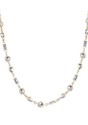 Adornia 14k Gold Plated Mixed Shape Crystal Necklace