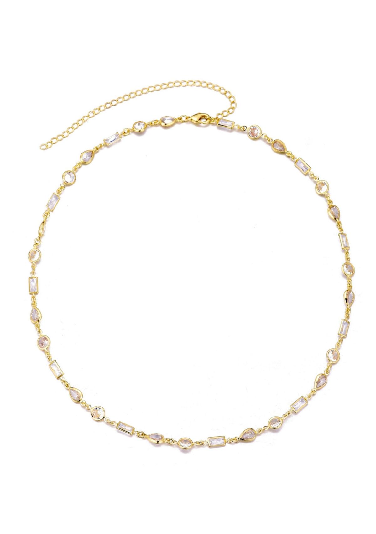 14k Gold Plated Mixed Shape Crystal Necklace