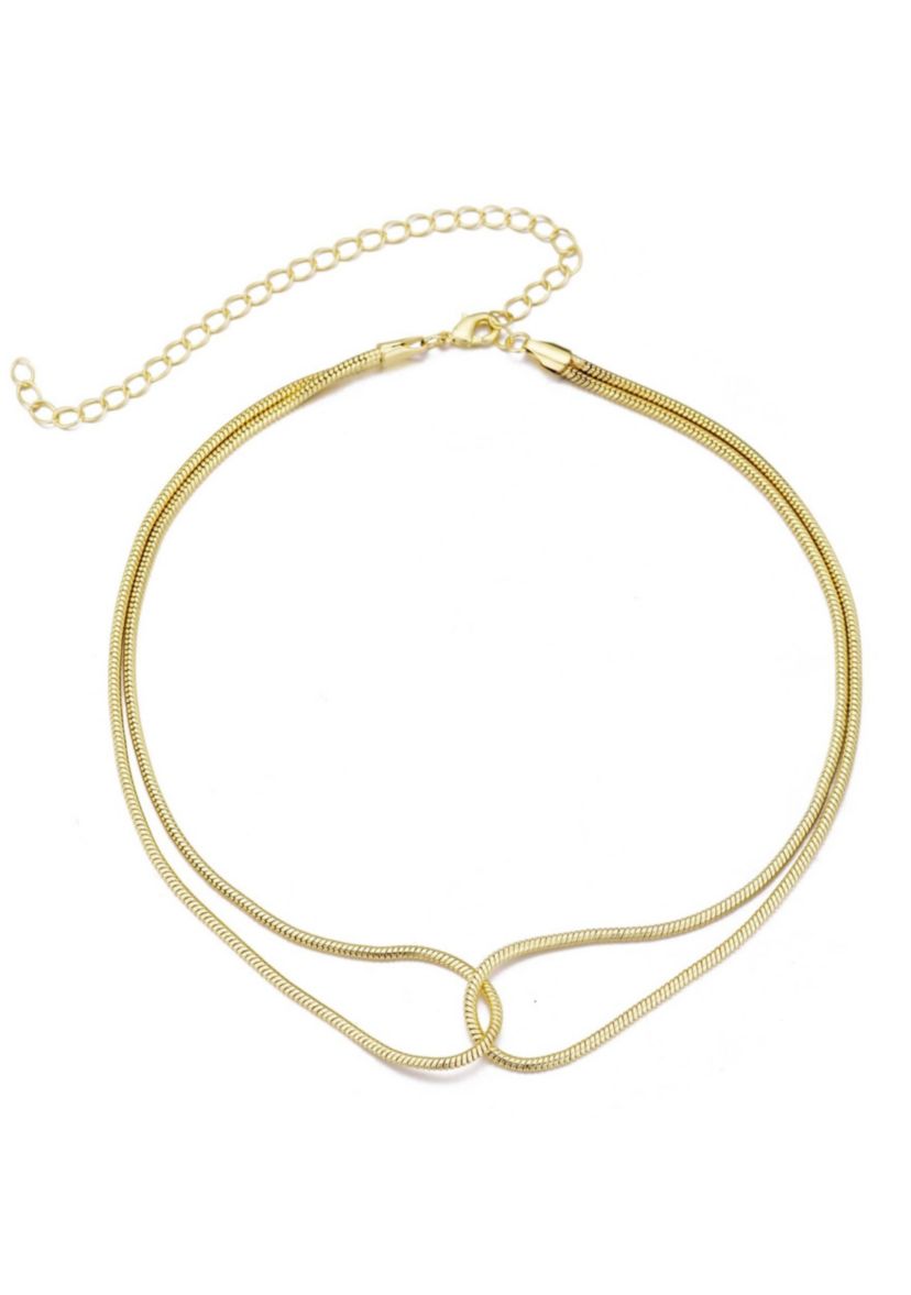 14k Gold Plated Interlocking Rope Chain Necklace