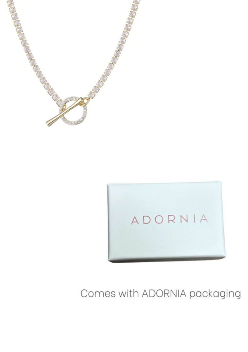 14k Gold Plated Crystal Toggle Tennis Necklace