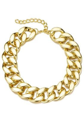 Adornia Gold Plated Lightweight Chunky Curb Chain Necklace