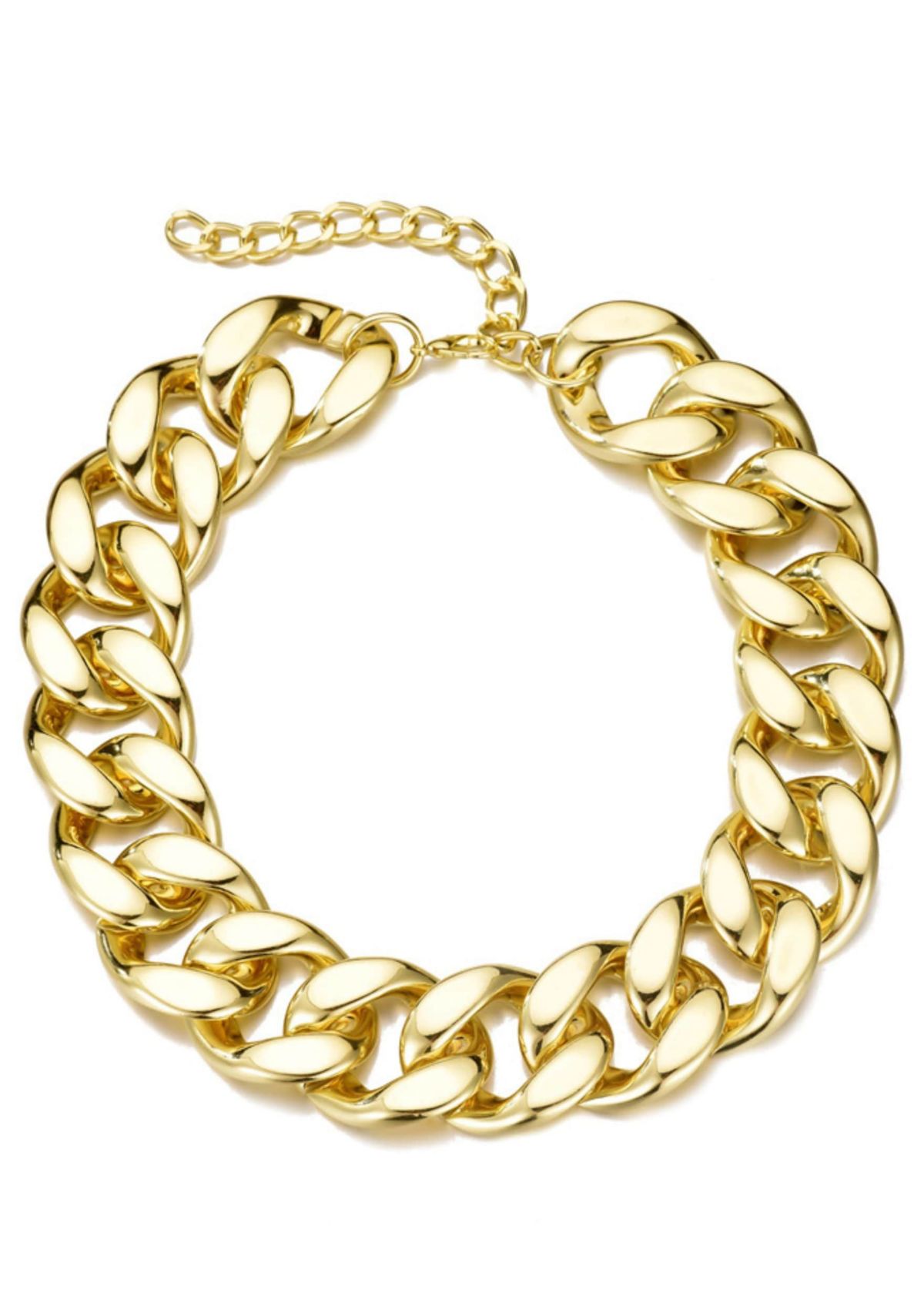 Gold Plated Lightweight Chunky Curb Chain Necklace
