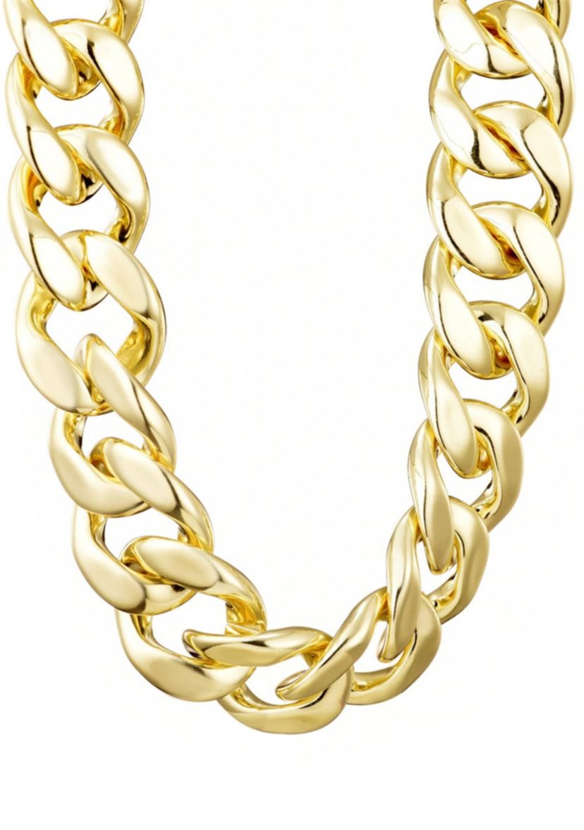 Gold Plated Lightweight Chunky Curb Chain Necklace