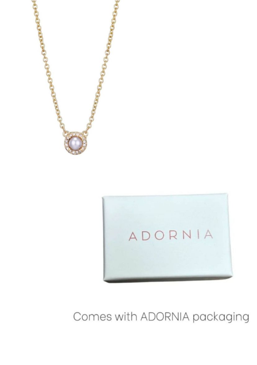 14k Gold Plated Freshwater Pearl CZ Halo Necklace